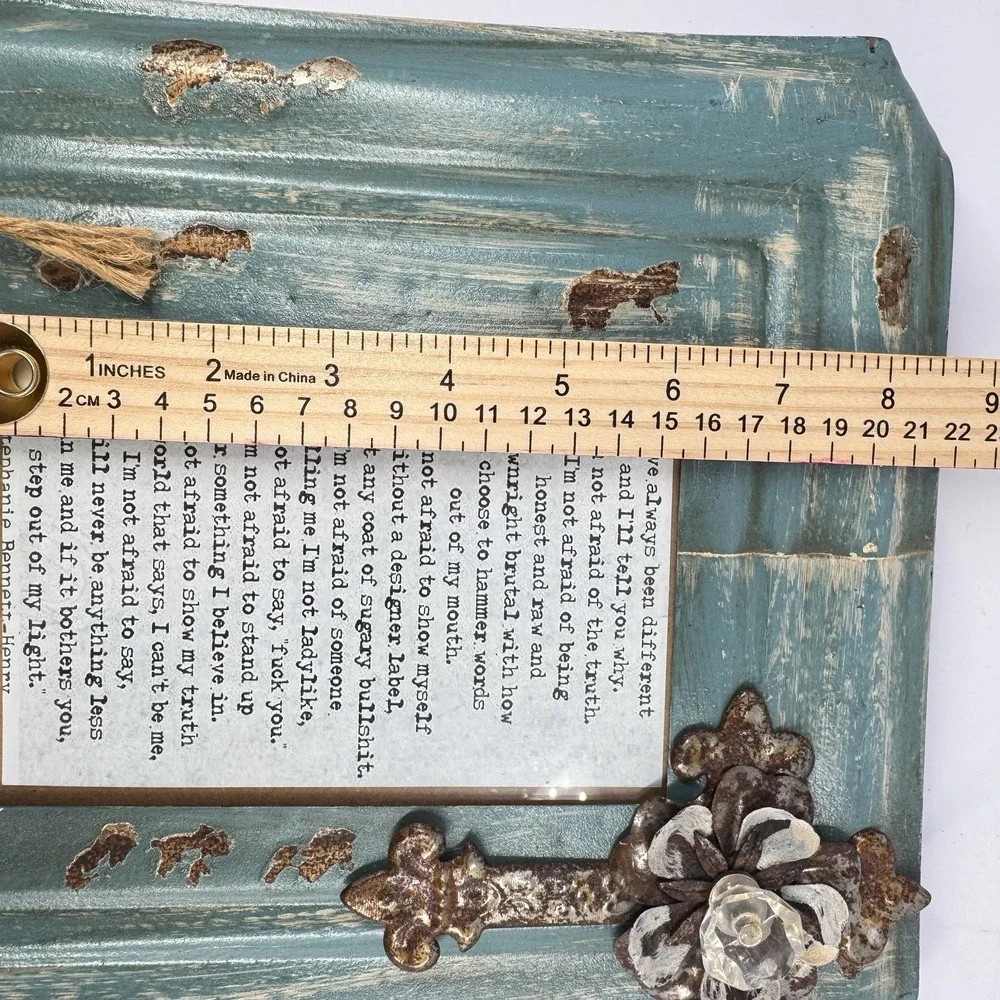 Kathleen Wedemeyer Handmade 4x6 Picture Frame‎ Distressed Teal Cross Farm